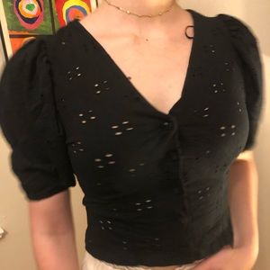 H&M Black Puff Sleeve Shirt
